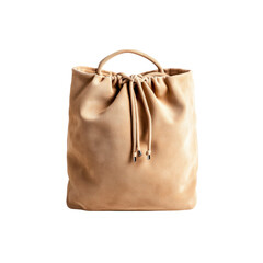 Beige Suede Drawstring Bucket Bag