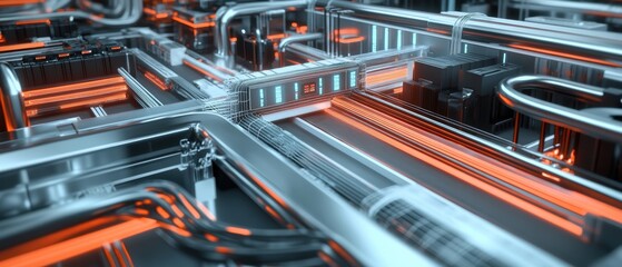 Fototapeta premium High fidelity data center cooling systems aerial visualization with gigapixel tech