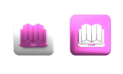 Colorful Location of the forest on a map in laptop icon isolated on white background. Square button. 3D render illustration