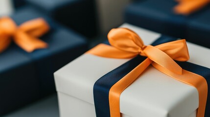 Beautifully Wrapped Graduation Gifts in Sleek Minimalist Boxes with Ribbon Accents Celebrating an Important Life Milestone