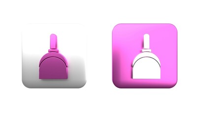 Colorful Dustpan icon isolated on white background. Cleaning scoop services. Square button. 3D render illustration