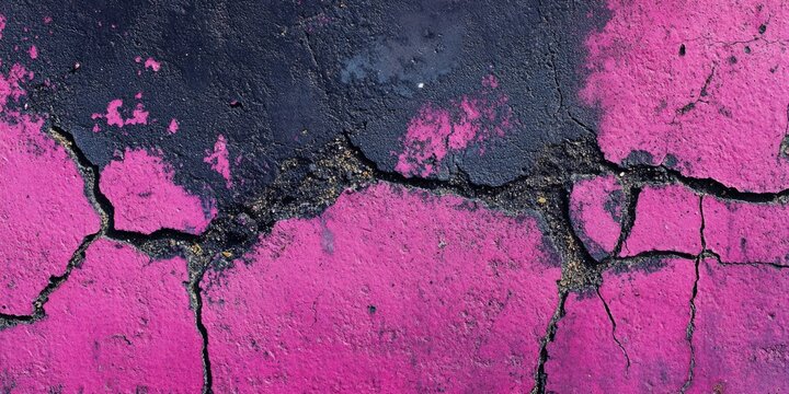 Vibrant Pink Crackle Texture on Surface with Urban Paint Chip Background