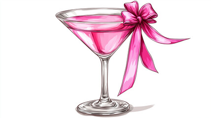 pink cocktail in glass isolated