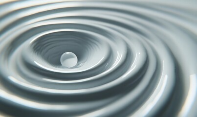 Close-up of a swirling, creamy liquid with a small sphere in the center.