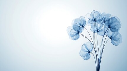 An X-ray of a bouquet of flowers showing the stems and petals' interior structure