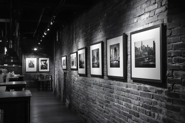 Photography exhibition showing new york city in a modern art gallery
