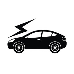 Electric Car Silhouette. Fast, Clean Energy EV icon