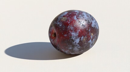 Obraz premium Close-up of a Single Ripe Plum on a Light Background