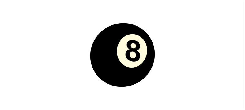 Billiard Black ball  Number Eight, . Vector Illustration.