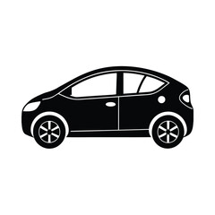 Autonomous Electric Vehicle. Flat Silhouette AI ev