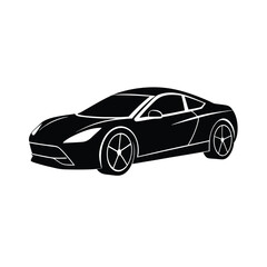 Sleek Electric Sports Car. Flat Vector Silhouette 