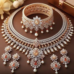 Obraz premium Jewelry Set A necklace bracelet and earrings set displayed elega