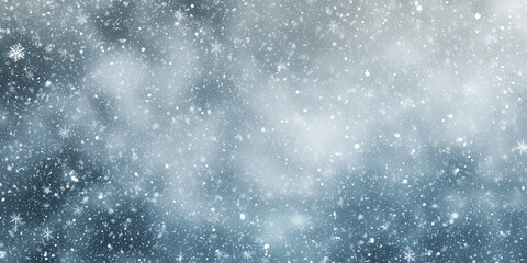 Obraz premium Close-up of snowflakes swirling in the air against a cold, gray sky.