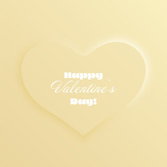 Heart-shaped design Happy Valentines day text peach gradient background. Minimalistic Valentine-themed illustration soft lighting effect. Valentines Day concept. Greeting card, invitation, and poster