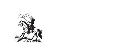 Western Cowboy and Horse Riding , vector art illustration