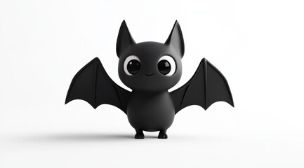 Obraz premium Cute black bat character with big eyes and cartoonish features, perfect for Halloween or children themes