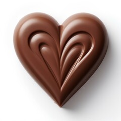 Obraz premium chocolate heart isolated on white background with shadow. heart shaped chocolate for Valentine's Day top view. valentine chocolate and romance