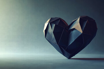 Modern Dark Heart Shape Backdrop with Copy Space.