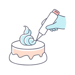 piping frosting on cake icon, piping frosting on cake vector illustration-simple illustration of piping frosting on cake, perfect for piping frosting on cake logos and icons
