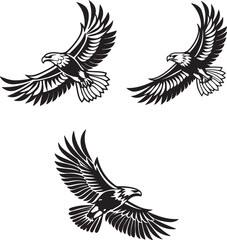 Obraz premium Vector illustration of a flying eagle, available for purchase at $1 USD, showcasing its majestic wingspan