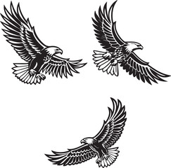 Obraz premium Vector illustration of a flying eagle, available for purchase at $1 USD, showcasing its majestic wingspan