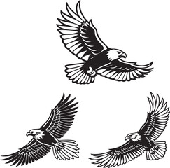 Obraz premium Vector illustration of a flying eagle, available for purchase at $1 USD, showcasing its majestic wingspan