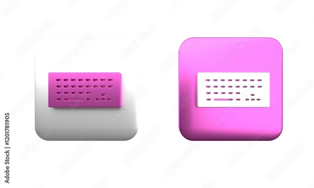 Poster colorful computer keyboard icon isolated on white background. pc component sign. square button. 3d r