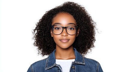 Obraz premium African american woman with glasses studio photography portrait