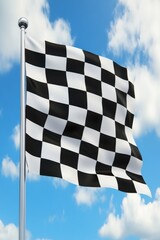 Checkered Flag Against a Blue Sky: Victory, Finish Line, and Racing Triumph