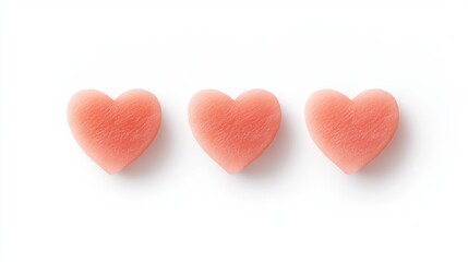 Obraz premium Glossy pink hearts isolated on white background for valentine's day