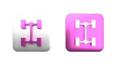 Obraz premium Colorful Chassis car icon isolated on white background. Square button. 3D render illustration