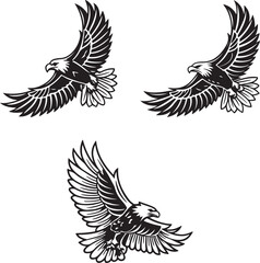 Fototapeta premium Vector illustration of a flying eagle, available for purchase at $1 USD, showcasing its majestic wingspan