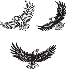 Obraz premium Vector illustration of a flying eagle, available for purchase at $1 USD, showcasing its majestic wingspan