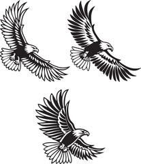 Fototapeta premium Vector illustration of a flying eagle, available for purchase at $1 USD, showcasing its majestic wingspan