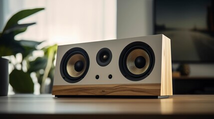 A photo of a minimalist speaker design