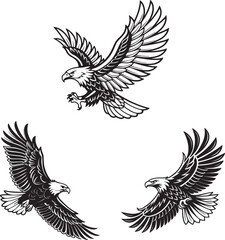 Fototapeta premium Vector illustration of a flying eagle, available for purchase at $1 USD, showcasing its majestic wingspan
