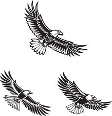 Obraz premium Vector illustration of a flying eagle, available for purchase at $1 USD, showcasing its majestic wingspan