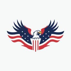Eagle American flag logo iconic mascot illustration t-shirt design