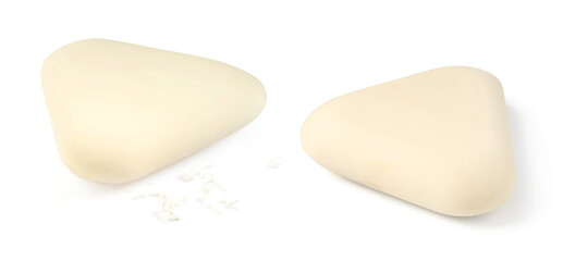 Eraser isolated on white, collage. Different sides