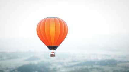 Fototapeta premium 3D Rendered Hot Air Balloon, Majestic Flight