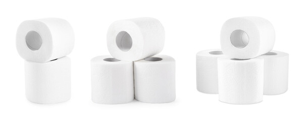 Toilet paper rolls isolated on white, set