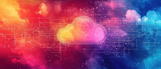 Fototapeta premium Radiant Cloud Icon Artwork Digital Landscape Abstract Design Colorful Environment Artistic Viewpoint Modern Concept