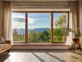 Obraz premium Reference Image リビングの窓からの景色