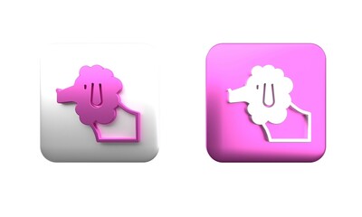 Colorful French poodle dog icon isolated on white background. Square button. 3D render illustration