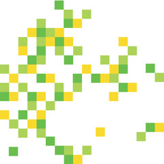 Abstract background with green and yellow squares