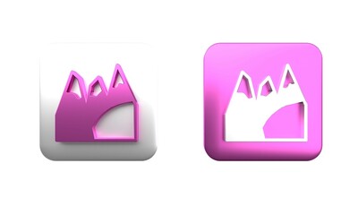 Colorful Mountains icon isolated on white background. Symbol of victory or success concept. Goal achievement. Square button. 3D render illustration