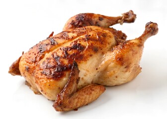 Grilled pan-fried chicken on white background