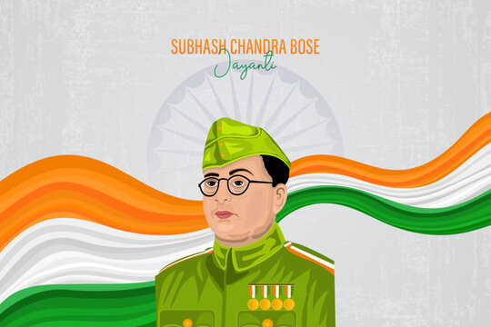 Tribute to Netaji Subhash Chandra Bose with Indian Landmarks. Netaji Subhas Chandra Bose Jayanti Banner