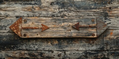 A weathered wooden signpost with arrows pointing in different directions.