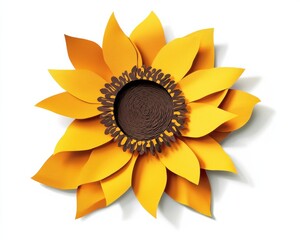 A vibrant paper-cut sunflower showcasing intricate details and bright colors.